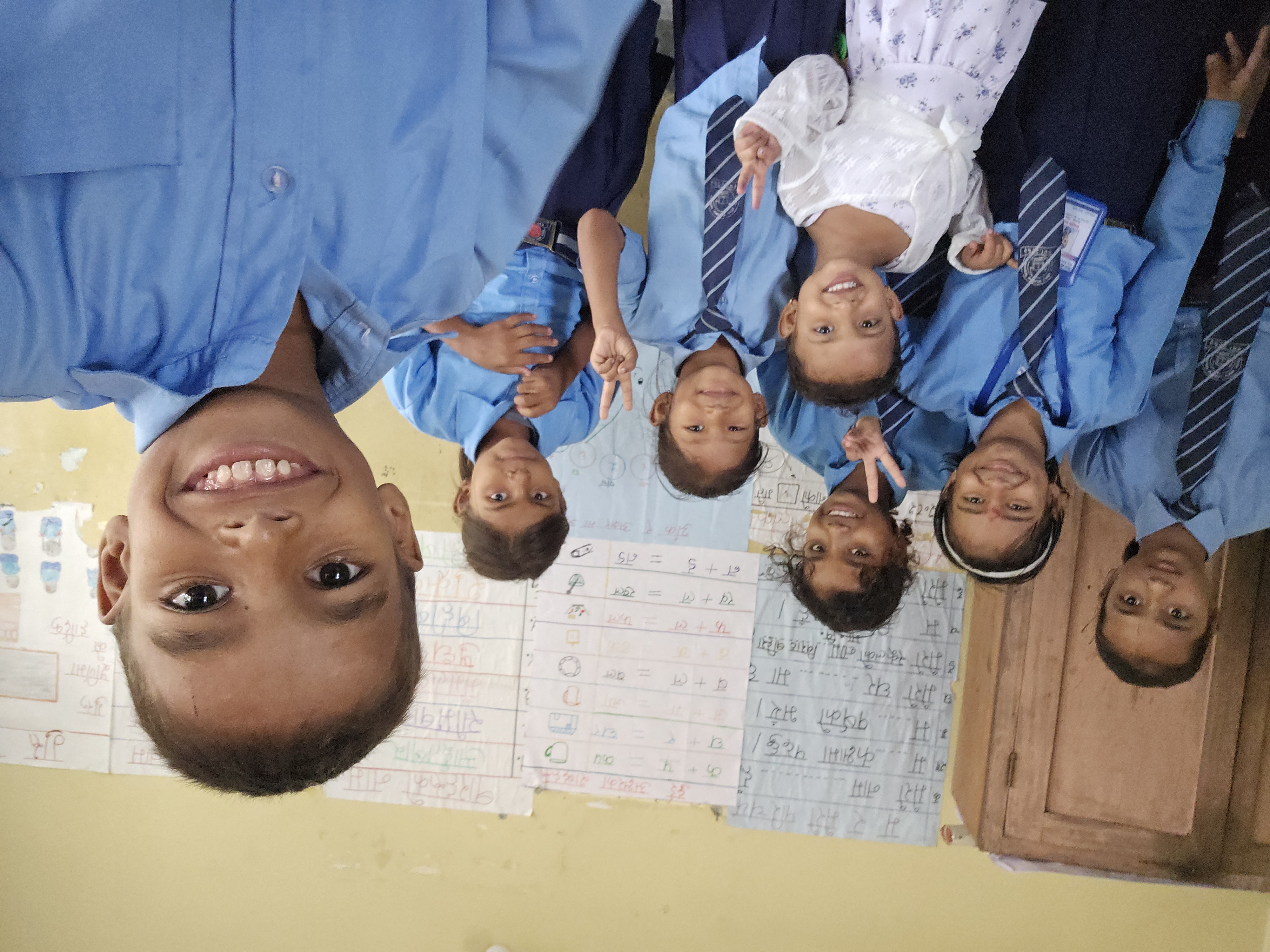 Students looking down